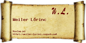 Weiler Lőrinc névjegykártya